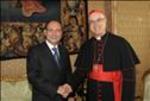 Il cardinale Tarcisio Bertone riceve il Presidente Schifani