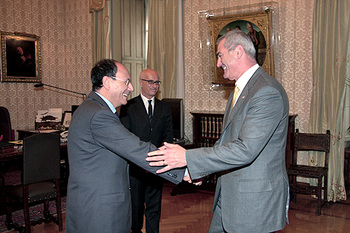 Il Presidente del Senato, Renato Schifani, con l'ambasciatore degli Stati Uniti d'America, Ronald P. Spogli, ricevuto a Palazzo Madama.