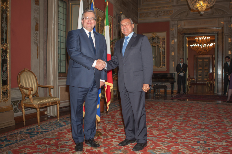 Il Presidente Grasso con il Presidente della Repubblica di Polonia Bronislaw Komorowski.