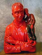 ... A bassa voce di Alberto Mingotti (1999) Terracotta smaltata e dipinta a lustro rosso, cm. 62x50x36