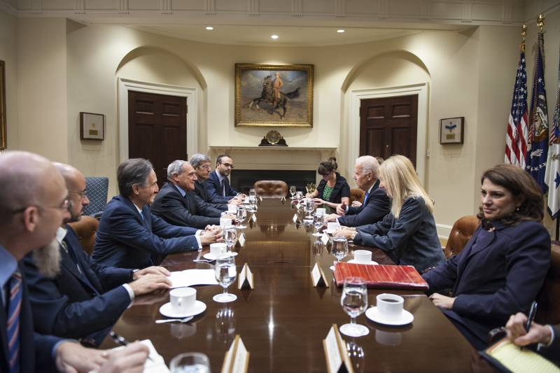 Un momento dell'incontro Grasso - Biden su temi internazionali