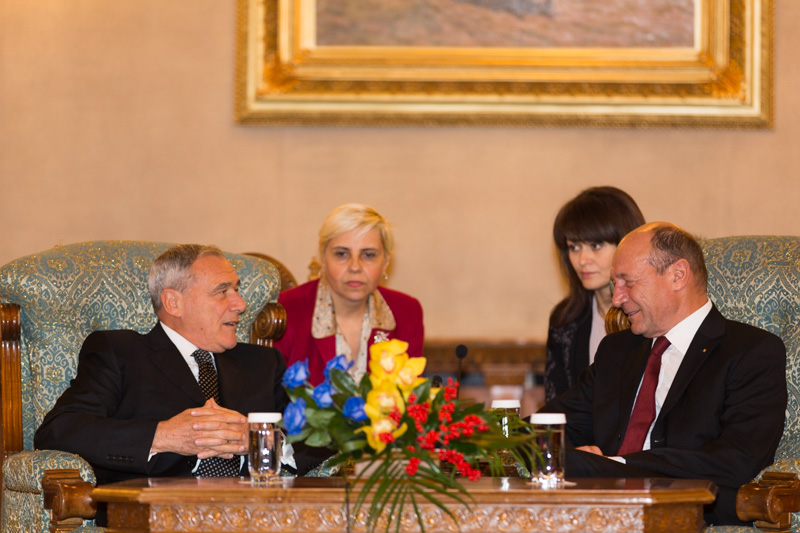 Il Presidente Grasso incontra il Presidente della Repubblica di Romania, Traian Basescu.