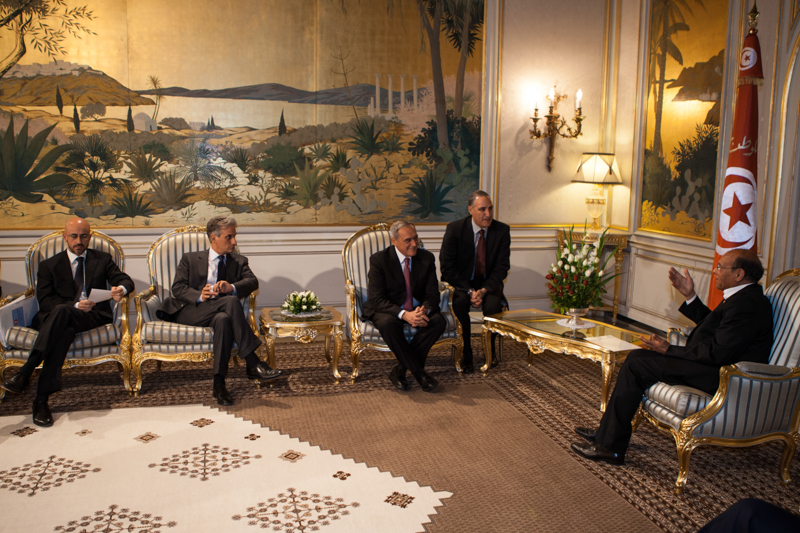 Il Presidente Grasso durante l'incontro con il Presidente della Repubblica Tunisina