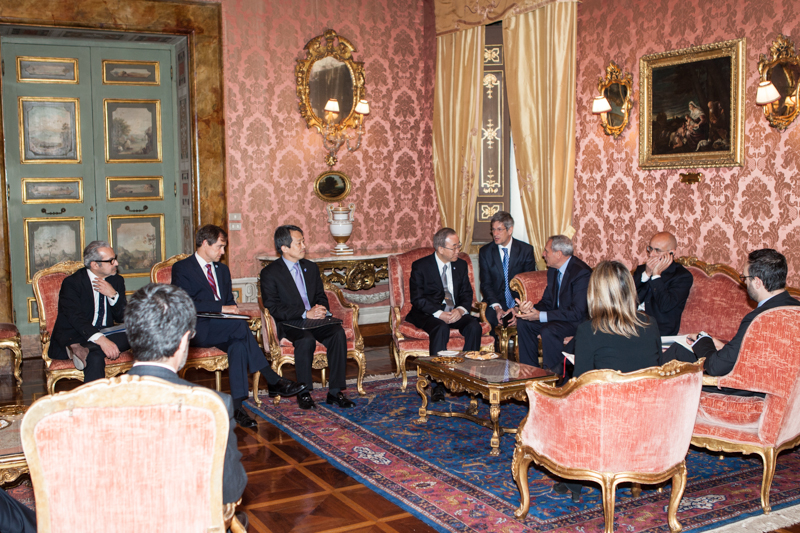 Il Presidente Grasso a colloquio con il Segretario Generale dell'Onu, Ban Ki-Moon