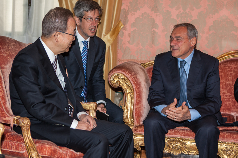 Il Presidente Grasso a colloquio con il Segretario Generale dell'Onu, Ban Ki-Moon