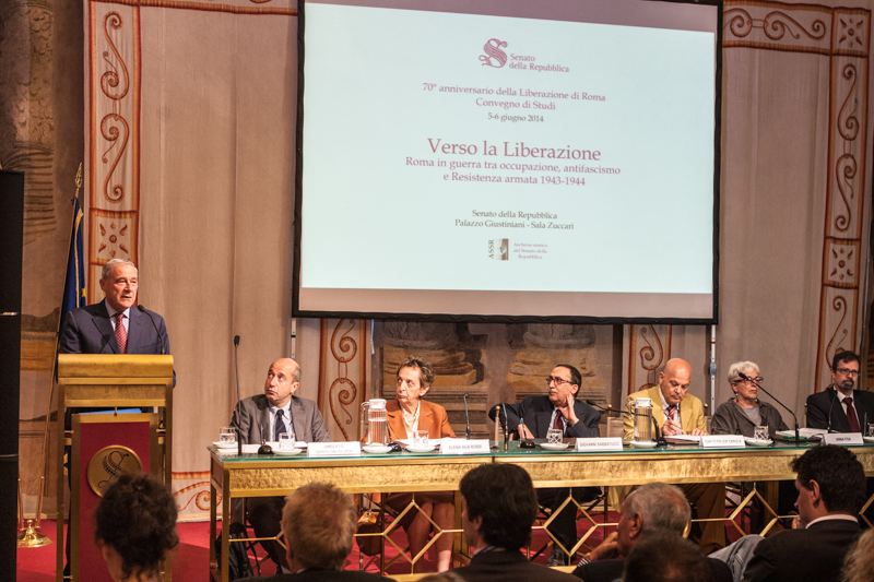 Il Presidente Grasso pronuncia un discorso al convegno di studi dedicato al 70° anniversario della liberazione di Roma