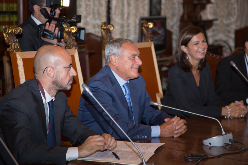 Il Presidente Grasso con la Presidente Boldrini e Rosario Aitala, Consigliere per gli affari internazionali.