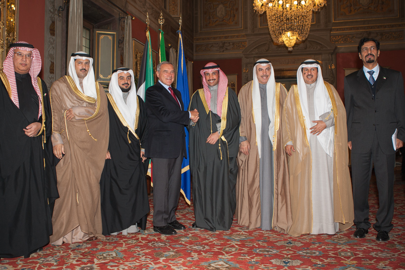Il Presidente Grasso accoglie il Presidente dell'Assemblea Nazionale dello Stato del Kuwait, Marzouq Ali' Al-Ghanim.