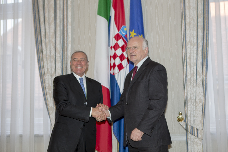 Il Presidente Grasso con il Presidente del Parlamento della Croazia, Josip Leko.