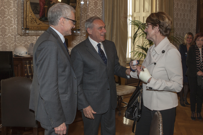 Il Presidente Grasso saluta la Presidente dell'Assemblea parlamentare del Consiglio d'Europa, Anne Brasseur
