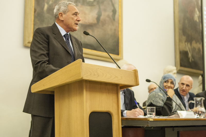 Il Presidente Grasso pronuncia un discorso durante la celebrazione dell'anniversario