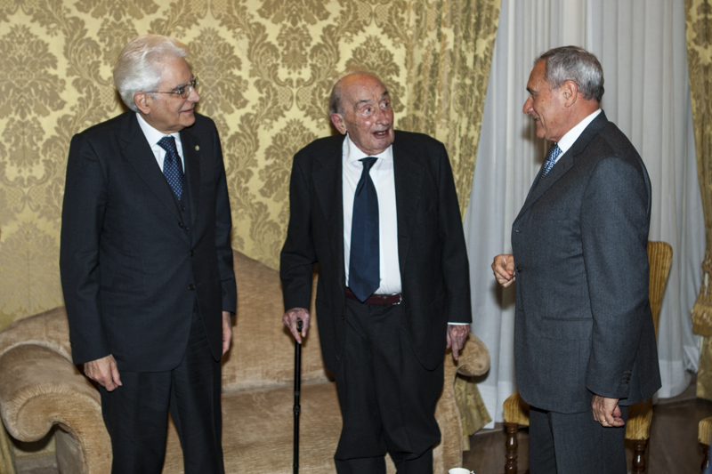 Il Presidente Grasso insieme al Capo dello Stato a colloquio con Giovanni sartori