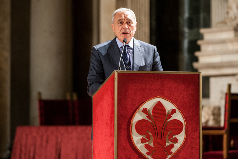 Il Presidente Grasso, a Palazzo Vecchio, durante il suo intervento alla cerimonia di commemorazione della strage