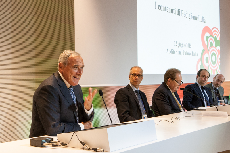 L'intervento del presidente Grasso durante la conferenza stampa di presentazione del programma degli eventi promossi dal Padiglione Italia