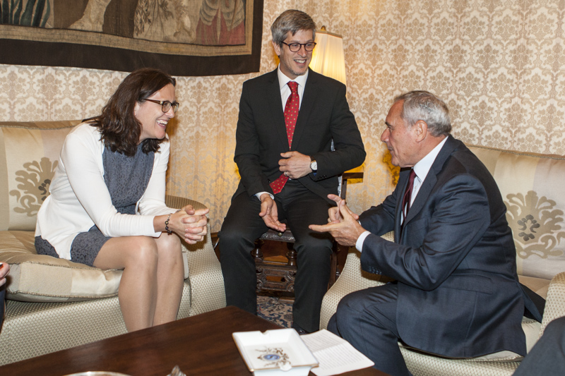 Il Presidente Grasso a colloquio con Cecilia Malmström, Commissario europeo per il Commercio