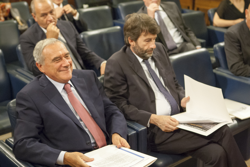 Il Presidente Grasso con il Ministro Dario Franceschini.