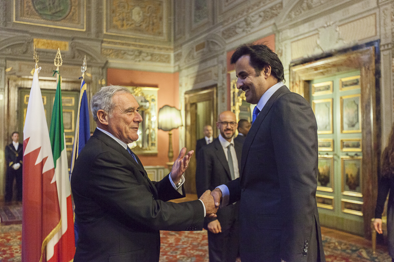 Il Presidente Grasso incontra l'Emiro del Qatar Tamim Bin Hamad Al-Thani