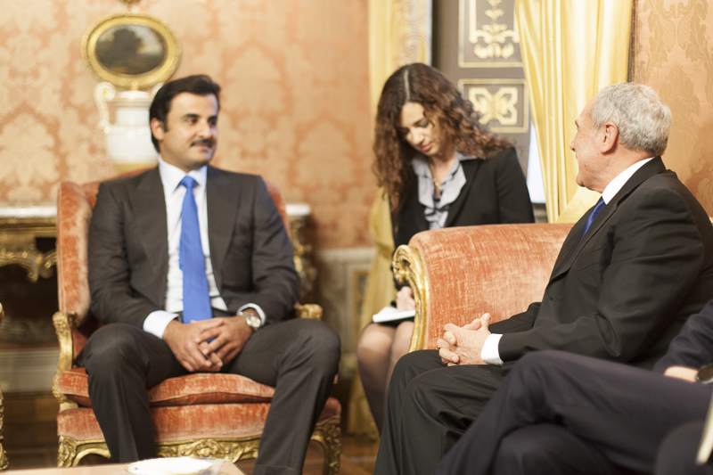 Il Presidente Grasso e l'Emiro dello Stato del Qatar, Tamim bin Hamad Al-Thani.