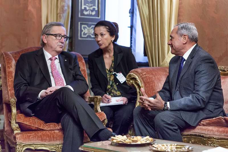 Il Presidente Grasso incontra il Presidente della Commissione Europea, Jean-Claude Juncker.