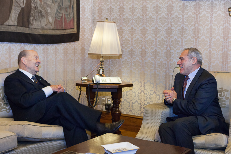 Il Presidente Grasso incontra Paolo Grossi, Presidente della Corte Costituzionale.