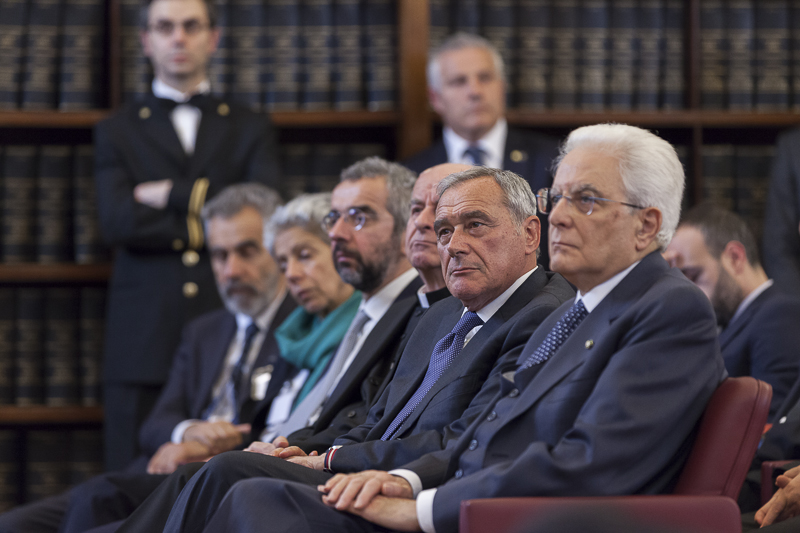 Il Presidente Grasso e il Presidente Mattarella durante i lavori del convegno.