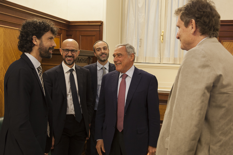 Il Presidente Grasso incontra il direttore di Limes, Lucio Caracciolo, e il Presidente dell'Associazione Italiana Calciatori, Damiano Tommasi.