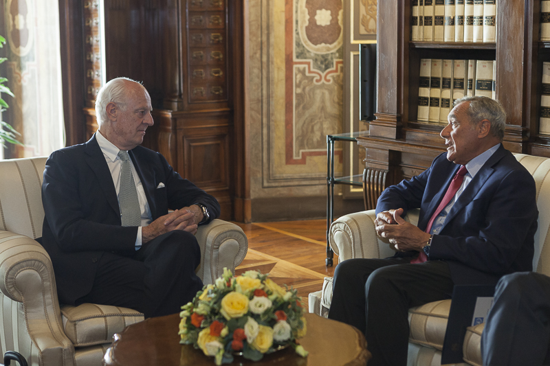 Il Presidente Grasso incontra Staffan De Mistura, Inviato speciale del Segretario generale delle Nazioni Unite in Siria.