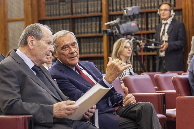 Il Presidente del Senato, Pietro Grasso, e il Vice Presidente della Corte Costituzionale, Giorgio Lattanzi.