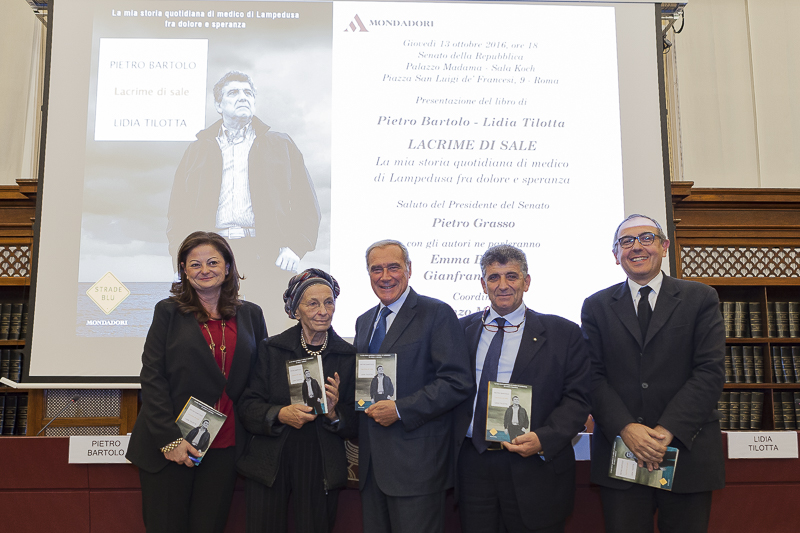 Nella foto Lidia Tilotta, Emma Bonino, il Presidente Grasso, Pietro Bartolo e Vincenzo Morgante.