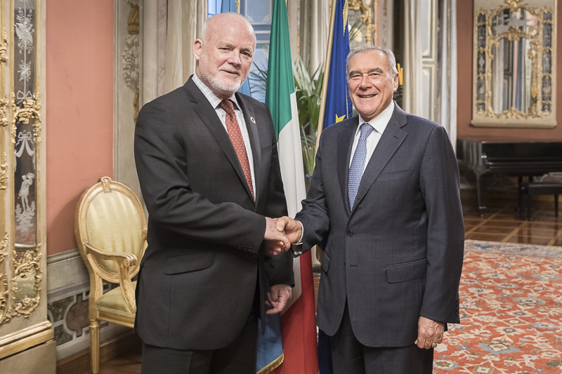 Il Presidente del Senato, Pietro Grasso, incontra il Presidente dell'Assemblea Generale delle Nazioni Unite, Peter Thomson.