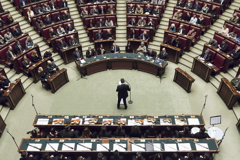 L'Aula legislativa della Camera dei deputati durante la Celebrazione del Giorno del Ricordo delle Foibe e dell'Esodo Giuliano-Dalmata.
