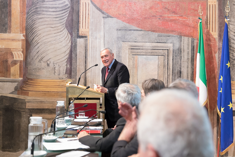 Intervento del Presidente Grasso durante i lavori del convegno.