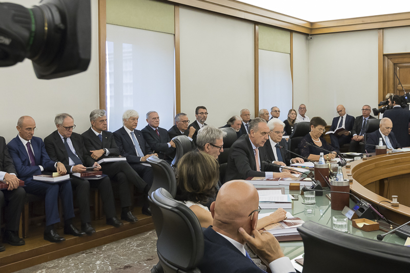 Un momento della seduta straordinaria dell'Assemblea plenaria del Consiglio Superiore della Magistratura in ricordo del Giudice Paolo Borsellino, nel XXV anniversario della scomparsa.