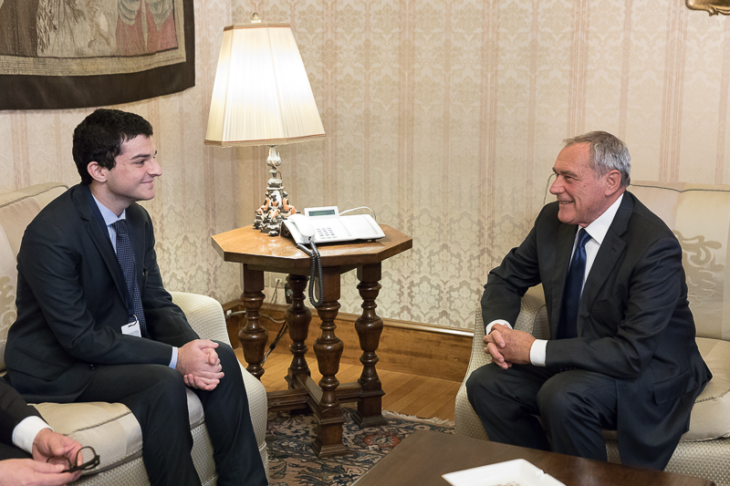 Il Presidente Grasso incontra Matteo D'Abrosca.