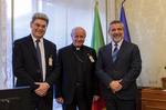 Il Presidente Zaffini, S.E. Mons. Vincenzo PAGLIA, presidente della Pontificia Academia Pro Vita, Prof. Leonardo PALOMBI
